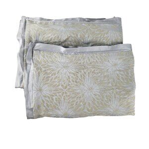 Hudson Park Zinnia Set of 2 Standard Pillow Shams Silver Gray Gold Cotton Silk